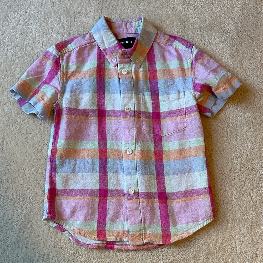 Nordstrom Kids Colorful Plaid Button-Down Shirt
